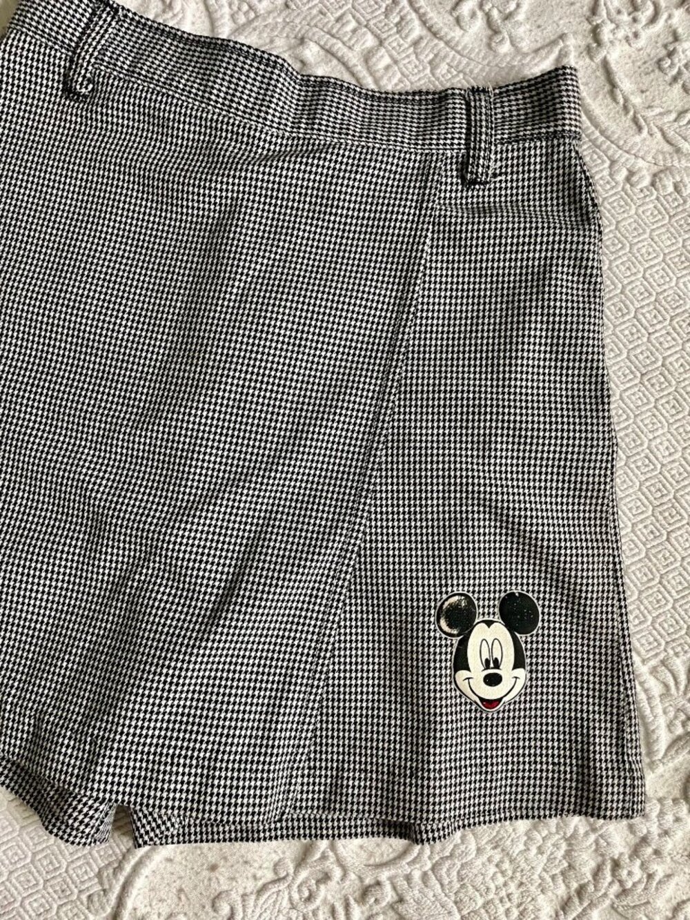 Vintage 90s Disney Mickey Unlimited Mini Skort Classic Black + White Houndstooth - Picture 3 of 11